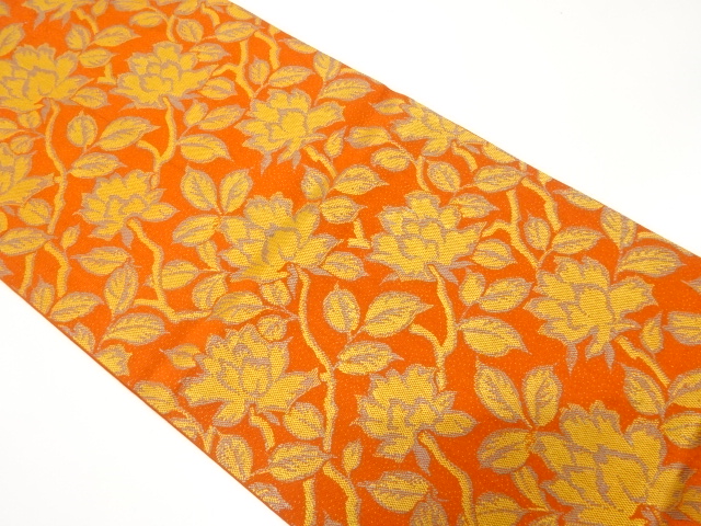JAPANESE KIMONO / ANTIQUE FUKURO OBI / WOVEN CHINESE FLOWERS